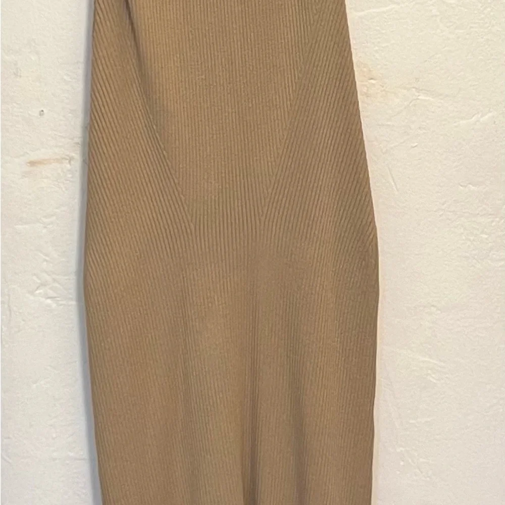 Anthropologie Knit Mock Turtle Neck Midi Tan Cedar Sweater Dress Size XS - Picture 6 of 12